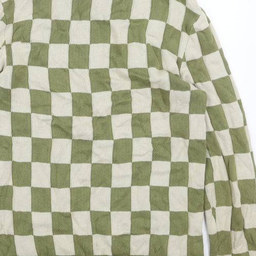 Nudie Womens Green Round Neck Check Acrylic Pullover Jumper Size XS