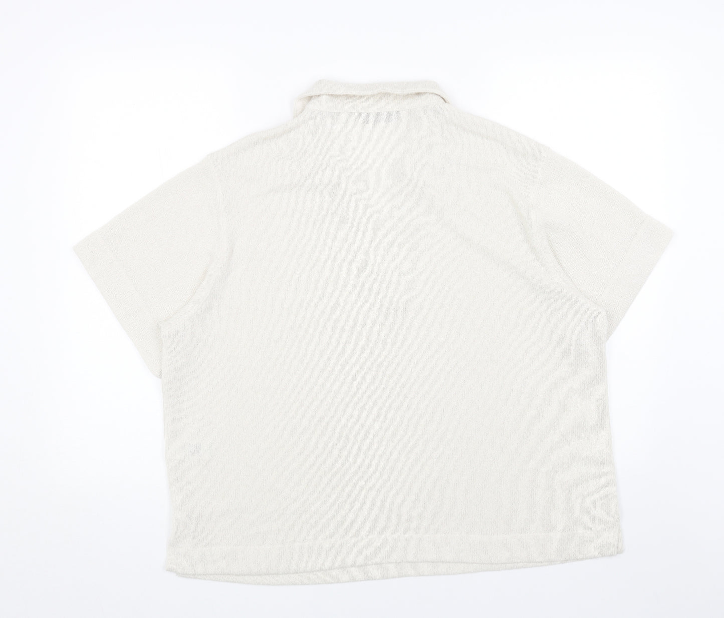 Marks and Spencer Womens White Collared Acrylic Pullover Jumper Size 18