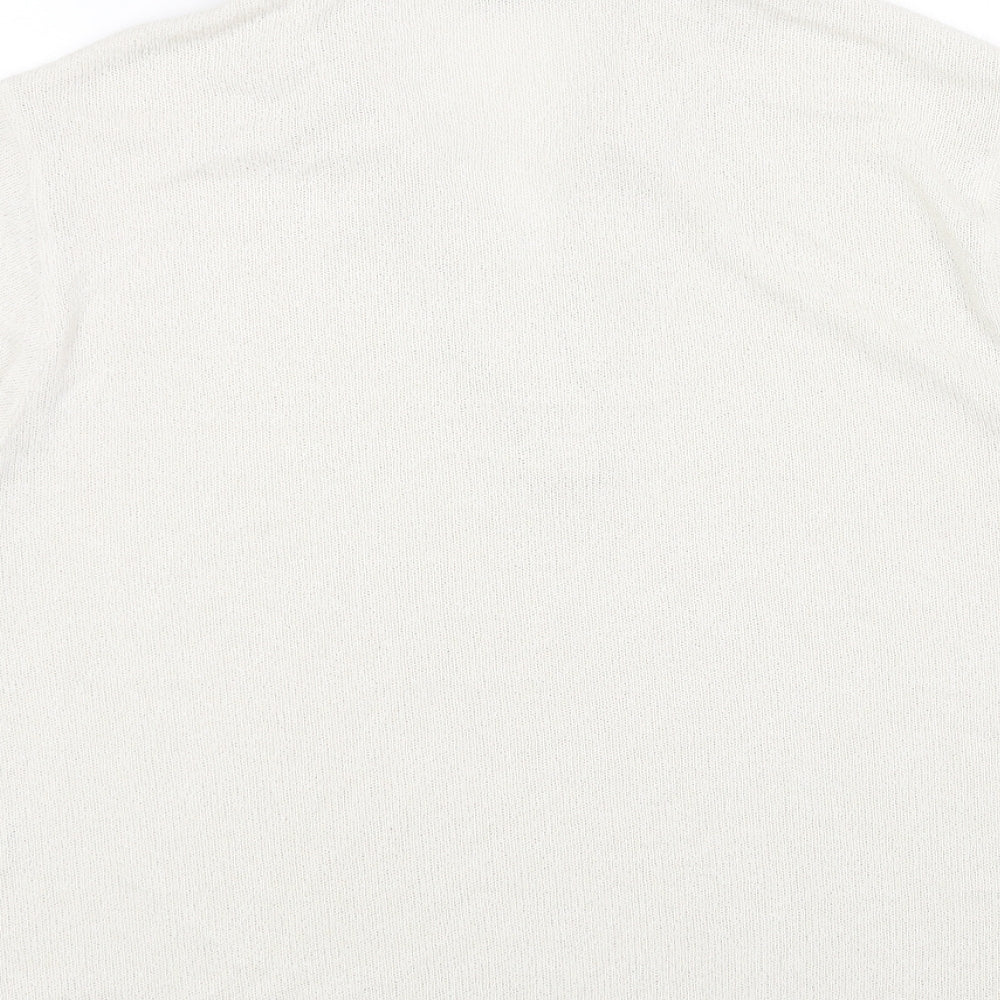 Marks and Spencer Womens White Collared Acrylic Pullover Jumper Size 18
