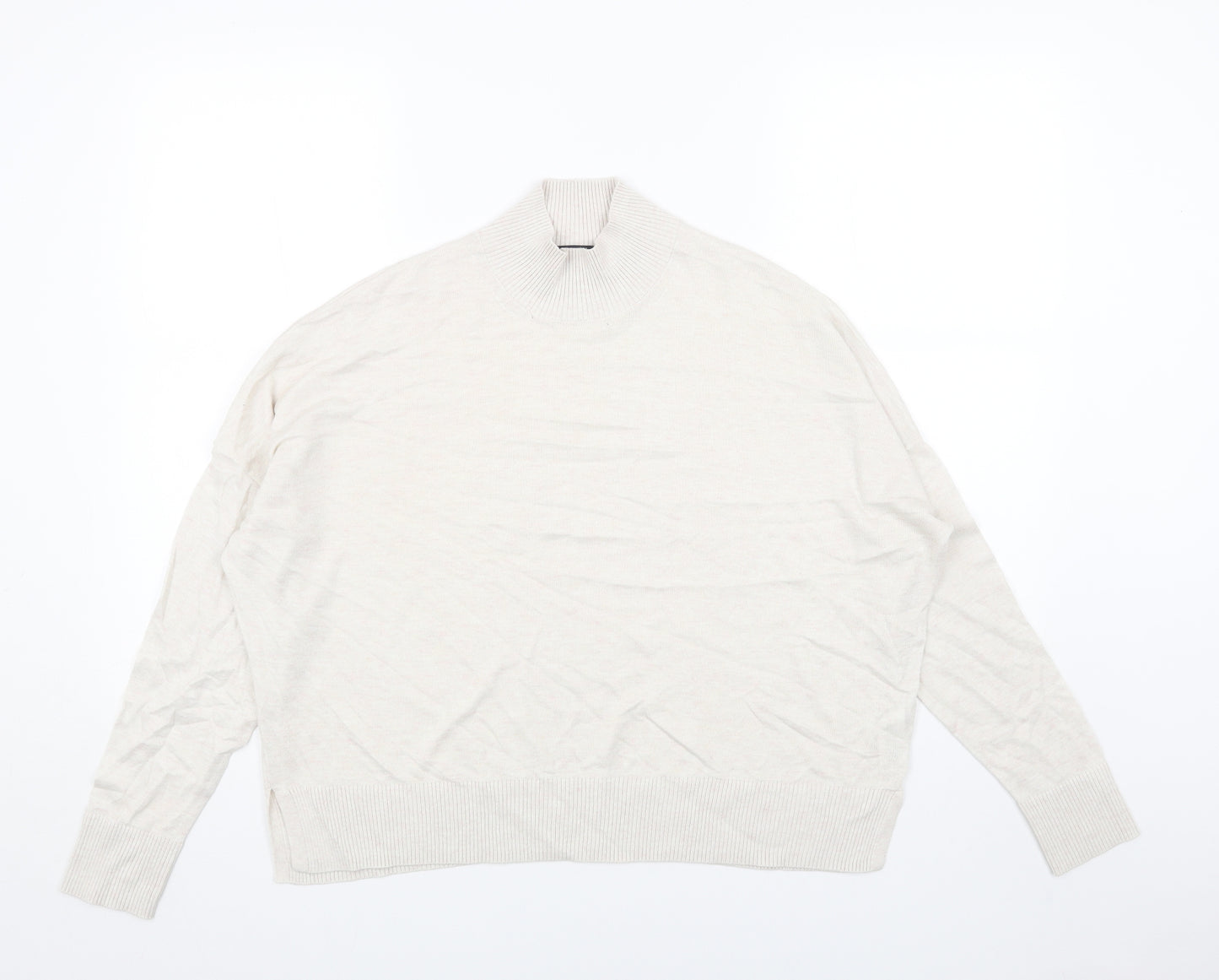 French Connection Womens Beige Mock Neck Acrylic Pullover Jumper Size XS