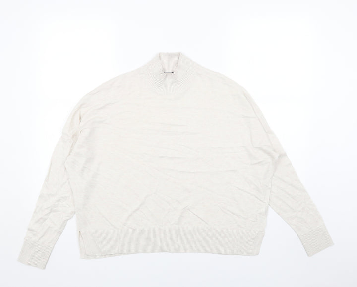French Connection Womens Beige Mock Neck Acrylic Pullover Jumper Size XS