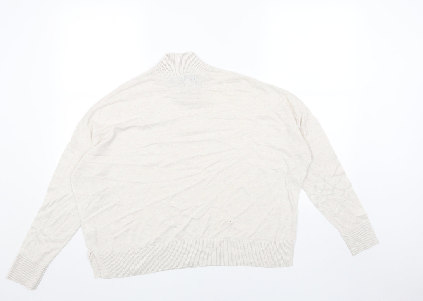French Connection Womens Beige Mock Neck Acrylic Pullover Jumper Size XS
