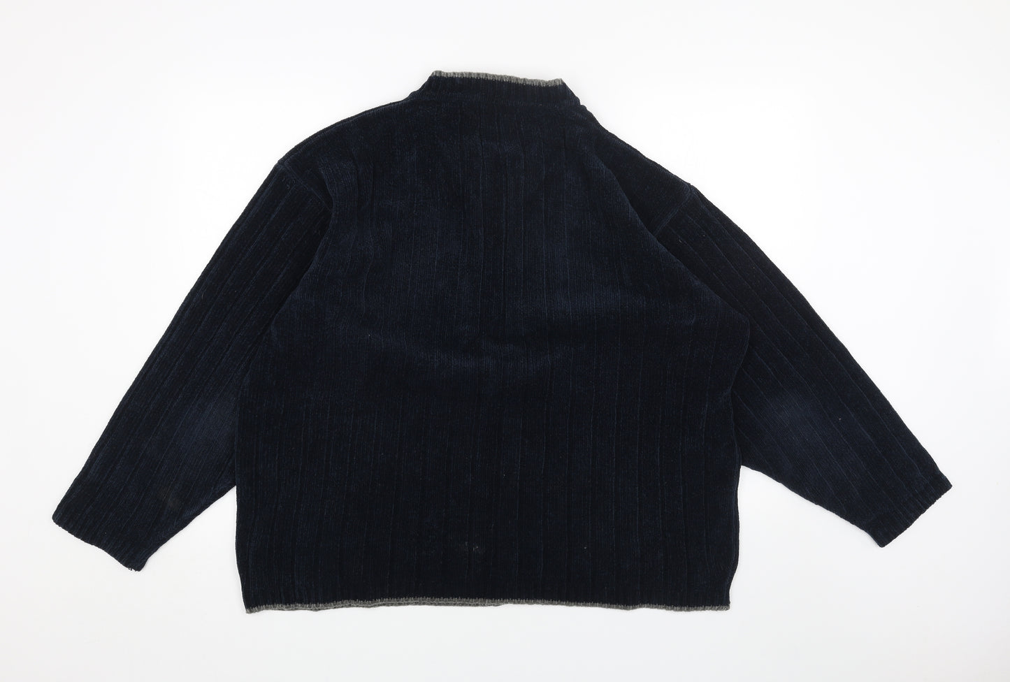 Cedar Wood State Mens Blue V-Neck Polyester Pullover Jumper Size M Long Sleeve