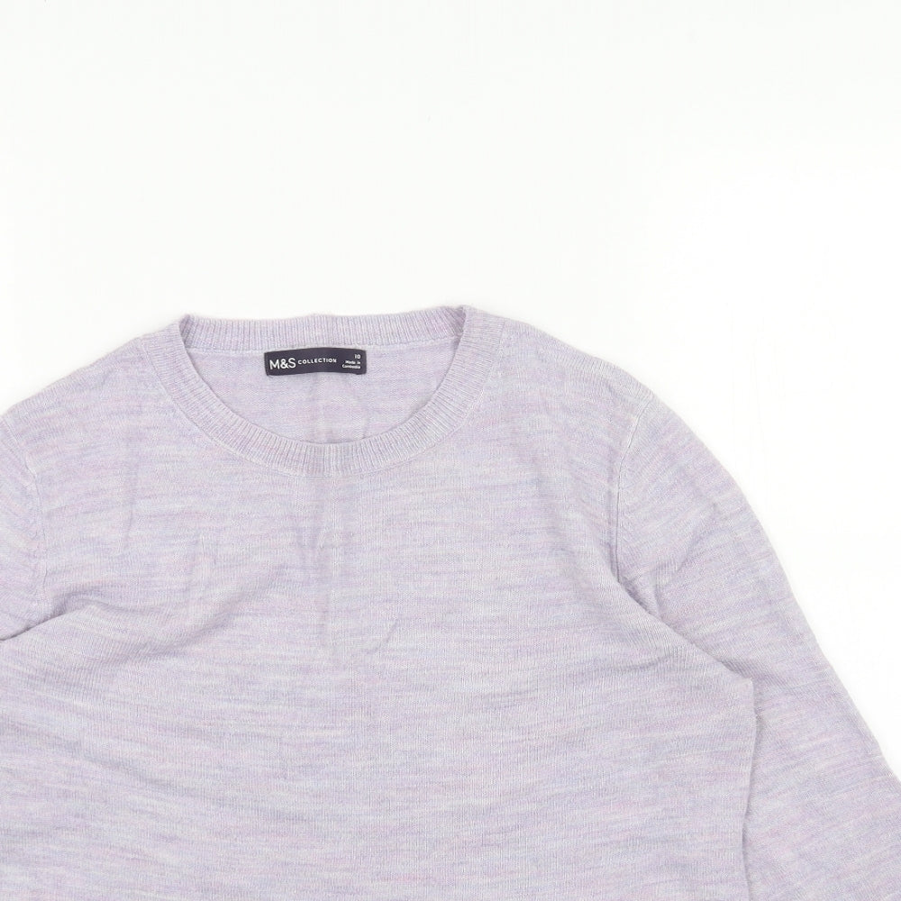 Marks and Spencer Womens Purple Scoop Neck Acrylic Pullover Jumper Size 10