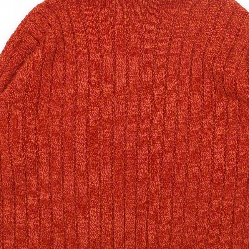 Casual Womens Orange Roll Neck Acrylic Pullover Jumper Size 18 - Ribbed
