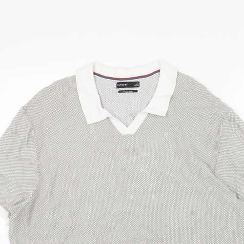 Marks and Spencer Mens Beige V-Neck Acrylic Pullover Jumper Size 2XL Long Sleeve
