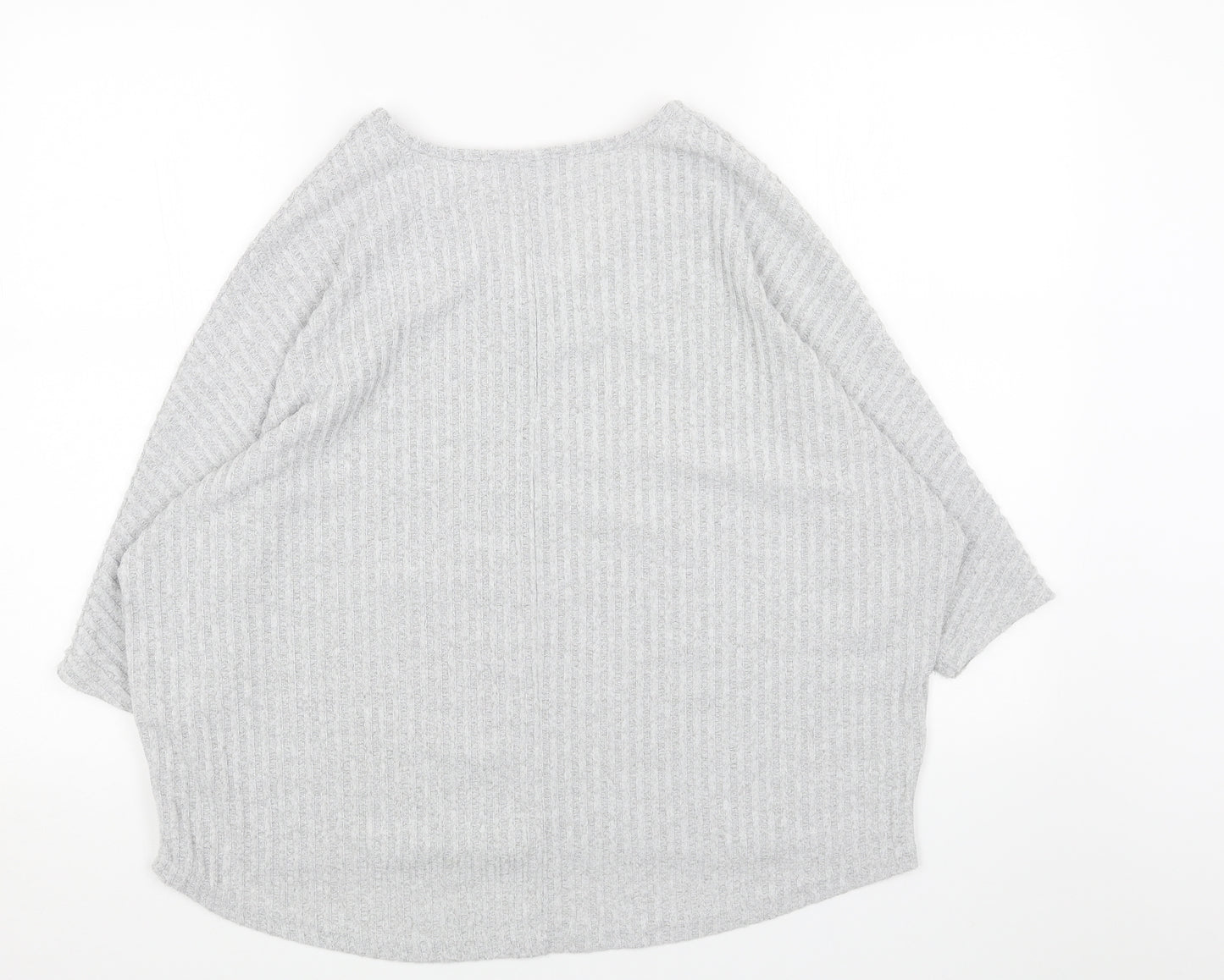 New Look Womens Grey V-Neck Polyester Pullover Jumper Size S