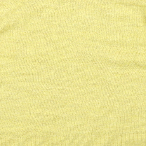 NEXT Womens Yellow Boat Neck Geometric Acrylic Pullover Jumper Size L - Hearts