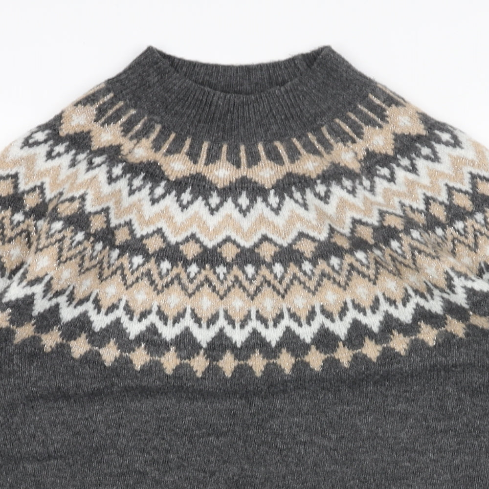 George Womens Grey High Neck Acrylic Pullover Jumper Size M