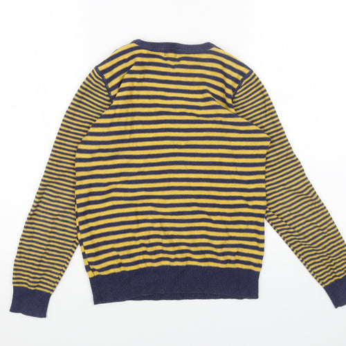 NEXT Girls Yellow Round Neck Striped Cotton Pullover Jumper Size 10 Years Pullover