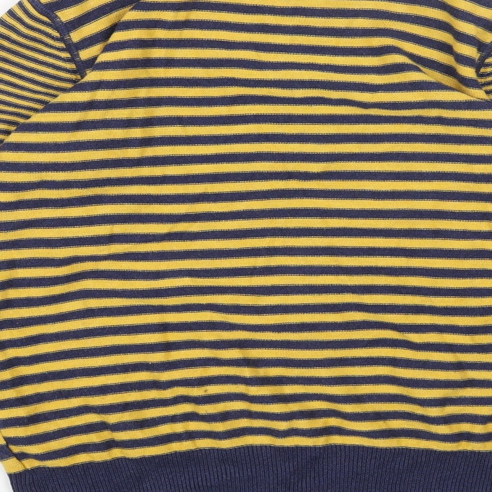 NEXT Girls Yellow Round Neck Striped Cotton Pullover Jumper Size 10 Years Pullover