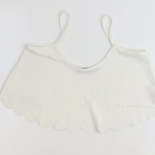 Boohoo Womens White Polyester Cropped Tank Size 12 Round Neck