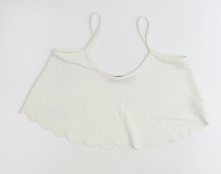 Boohoo Womens White Polyester Cropped Tank Size 12 Round Neck