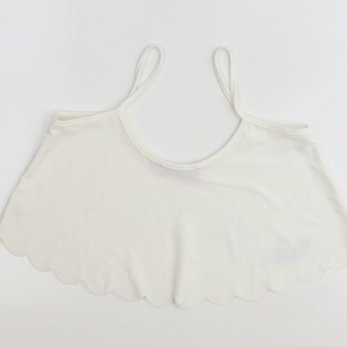 Boohoo Womens White Polyester Cropped Tank Size 12 Round Neck
