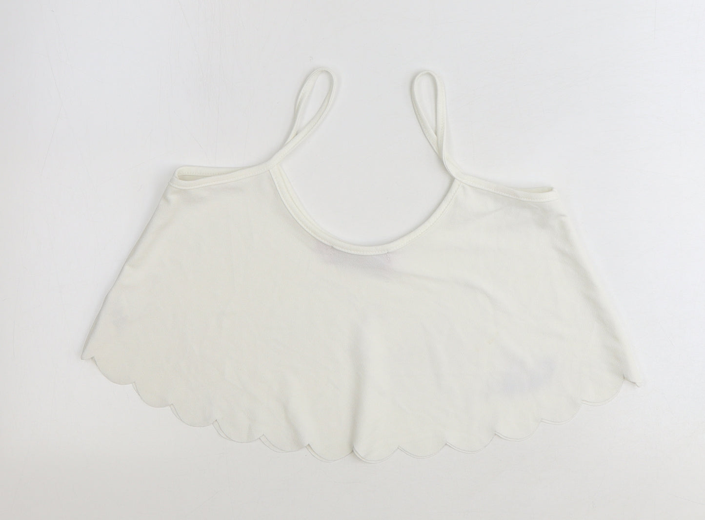 Boohoo Womens White Polyester Cropped Tank Size 12 Round Neck