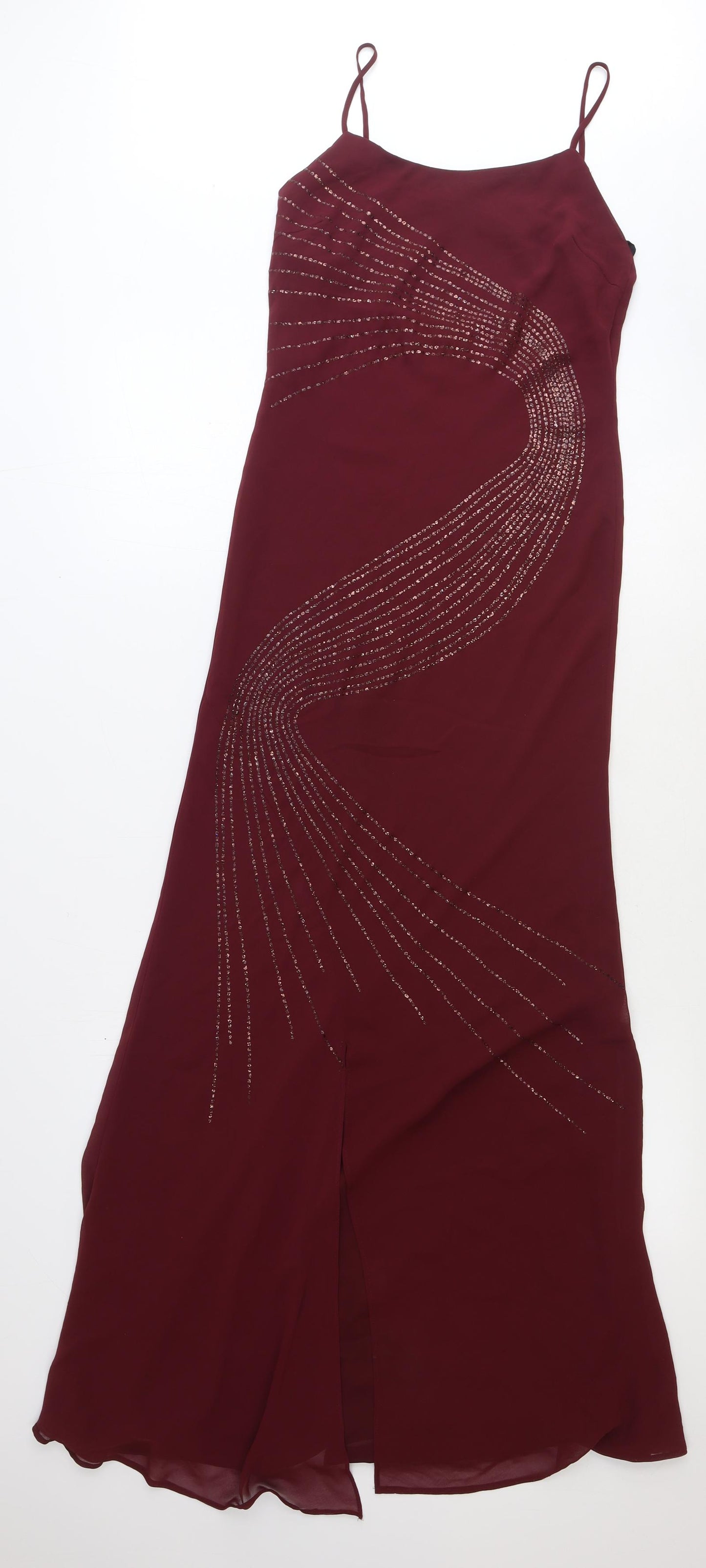 Howard's Way Womens Red Geometric Polyester Ball Gown Size S Round Neck Pullover