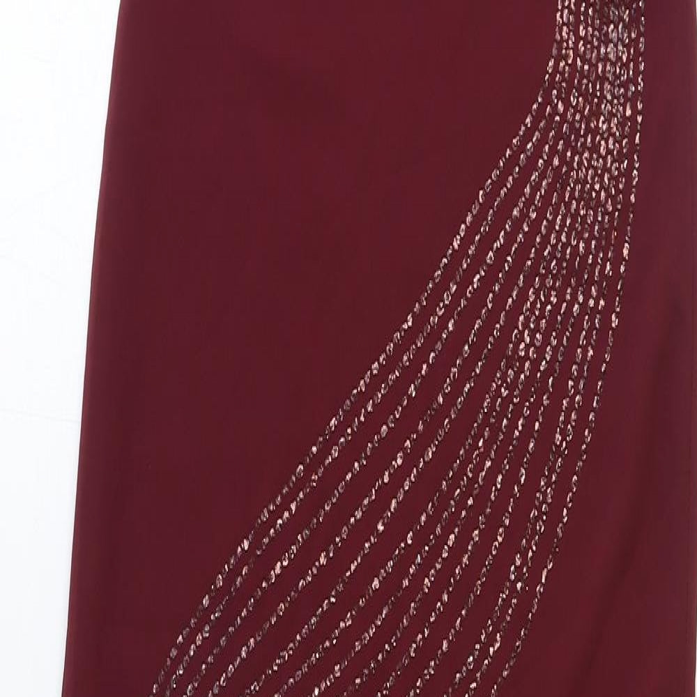 Howard's Way Womens Red Geometric Polyester Ball Gown Size S Round Neck Pullover