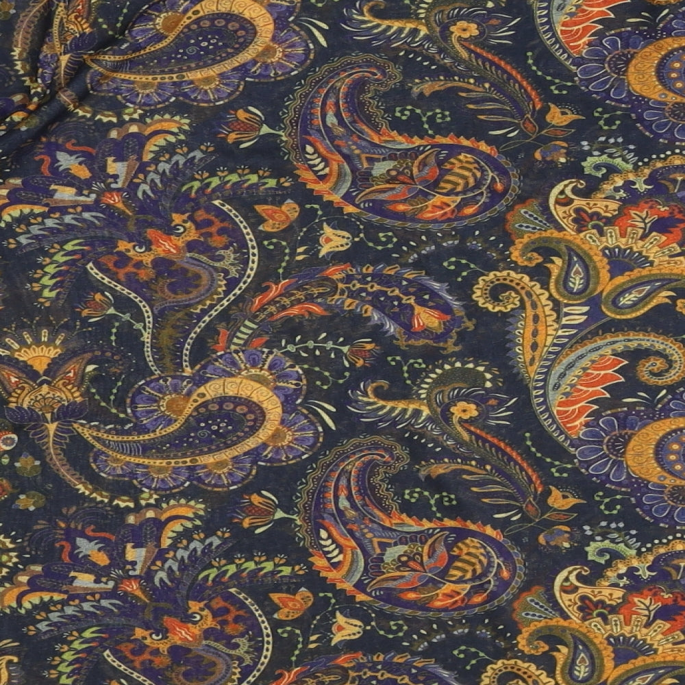 TU Womens Blue Paisley Polyester Basic T-Shirt Size 16 Round Neck