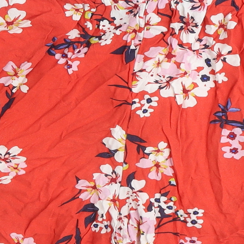 Dorothy Perkins Womens Red Floral Viscose Basic Shorts Size 10 Regular Tie