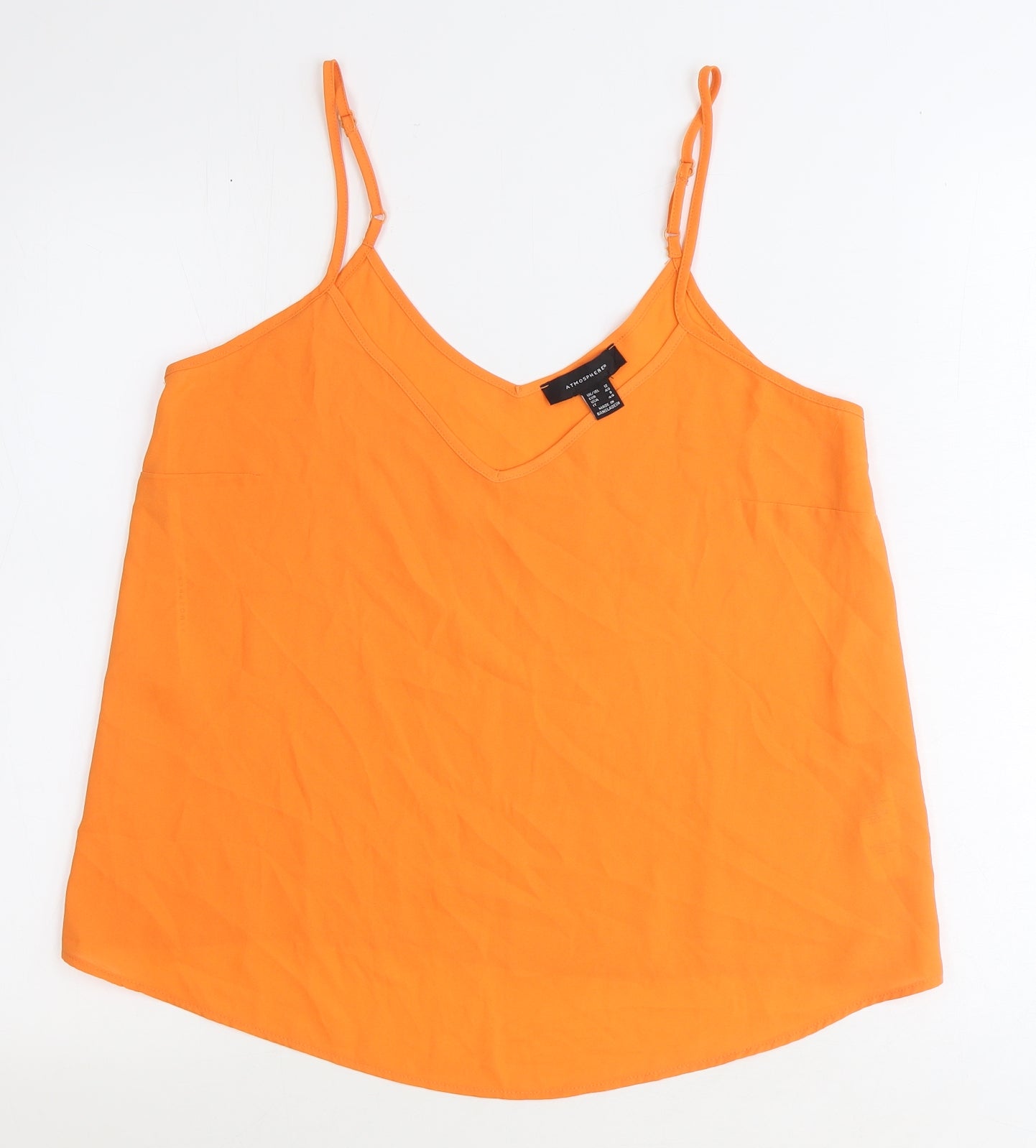 Primark Womens Orange Polyester Basic Tank Size 12 V-Neck