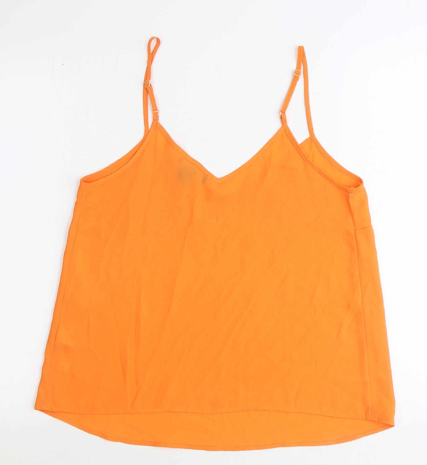 Primark Womens Orange Polyester Basic Tank Size 12 V-Neck