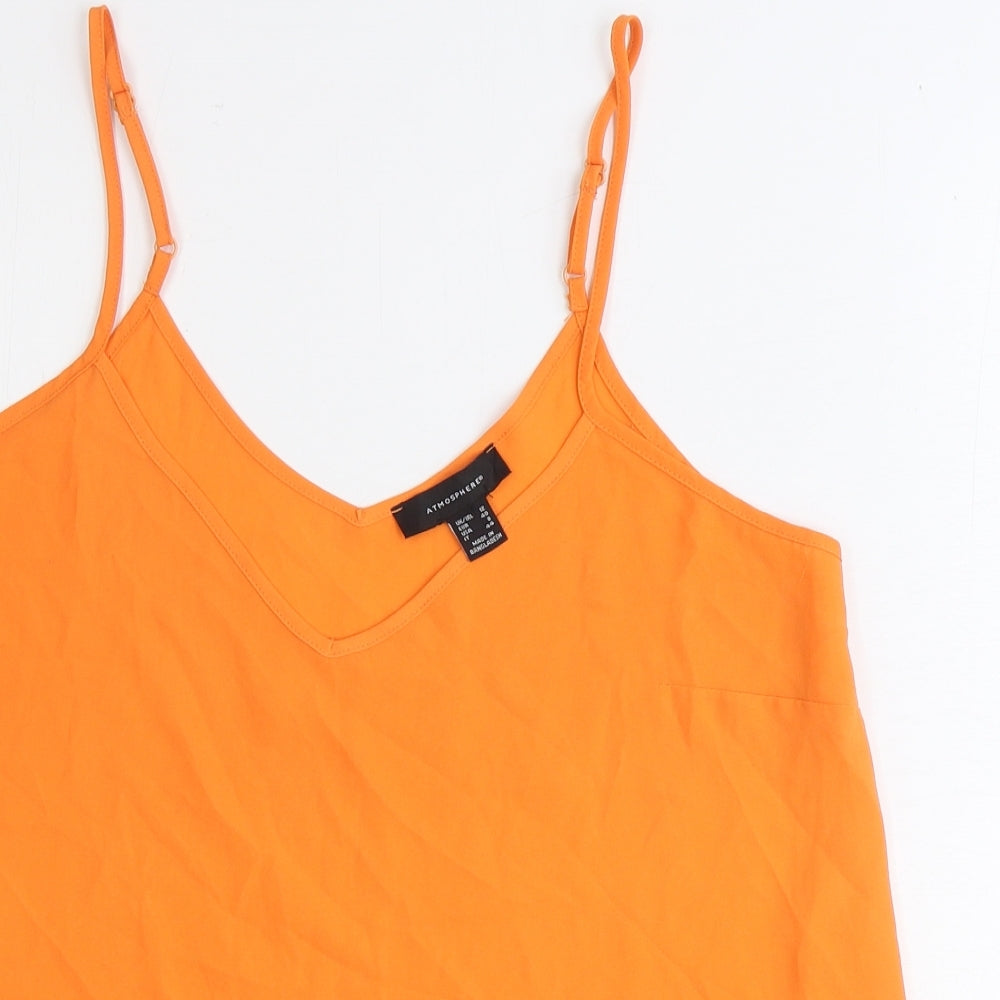 Primark Womens Orange Polyester Basic Tank Size 12 V-Neck