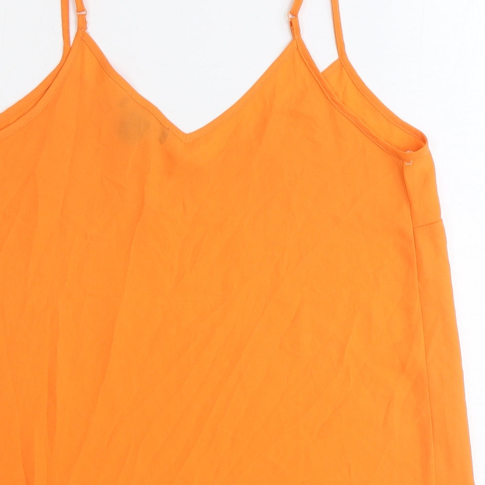 Primark Womens Orange Polyester Basic Tank Size 12 V-Neck