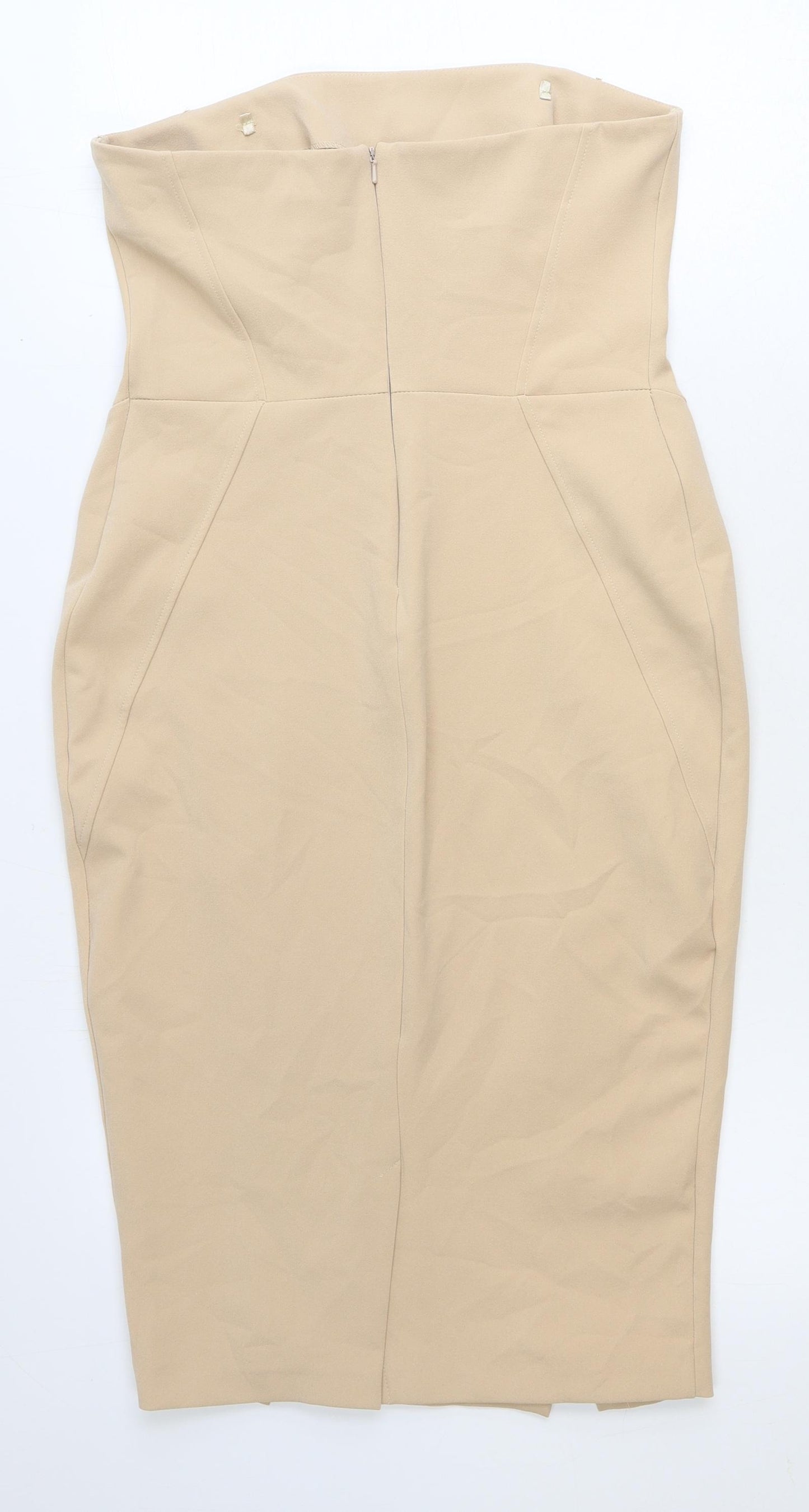 River Island Womens Beige Polyester Bodycon Size 12 Off the Shoulder Zip