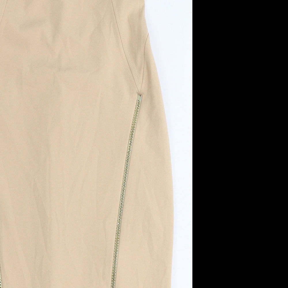 River Island Womens Beige Polyester Bodycon Size 12 Off the Shoulder Zip