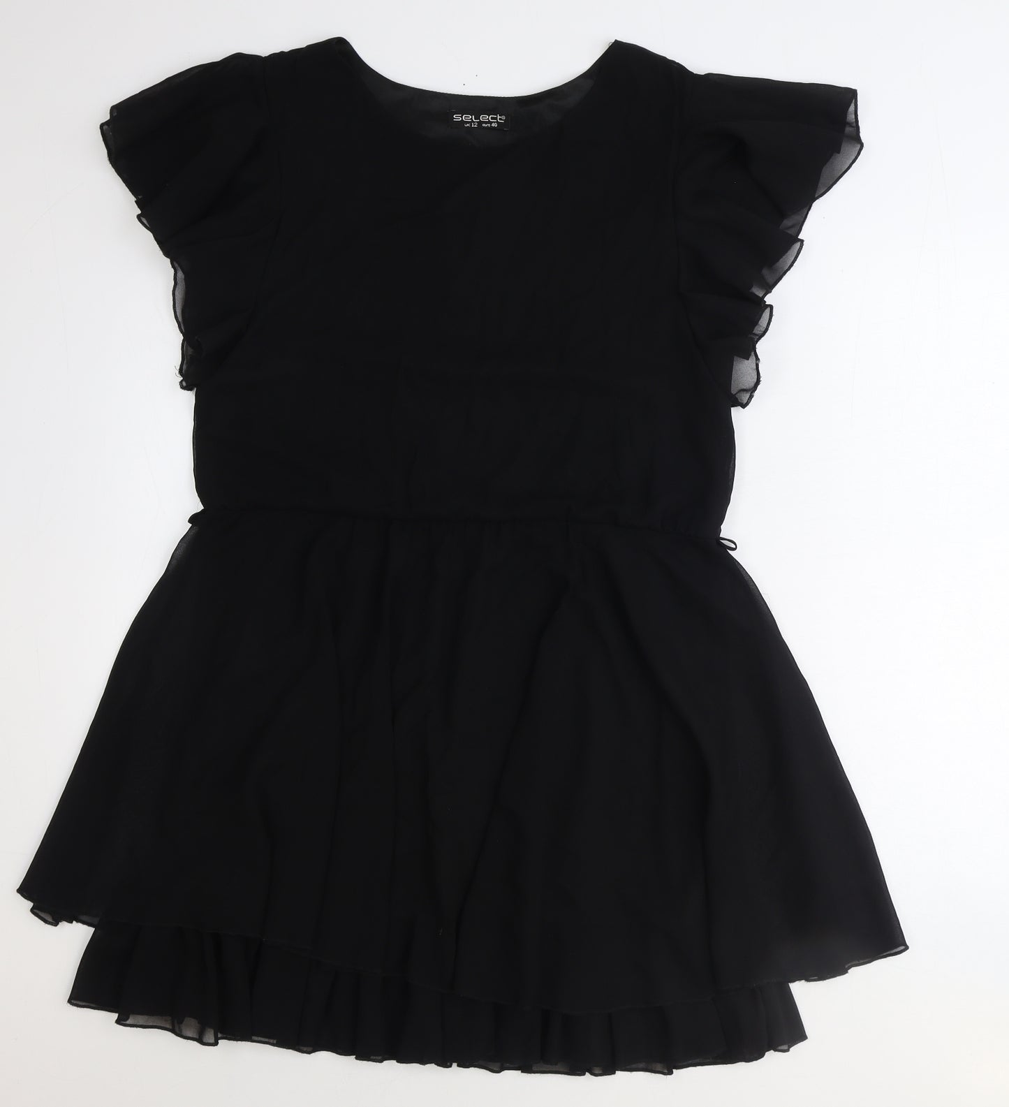 Select Womens Black Polyester Fit & Flare Size 12 Boat Neck Pullover