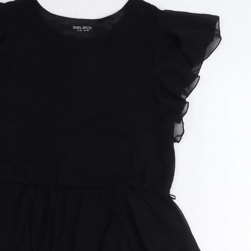 Select Womens Black Polyester Fit & Flare Size 12 Boat Neck Pullover