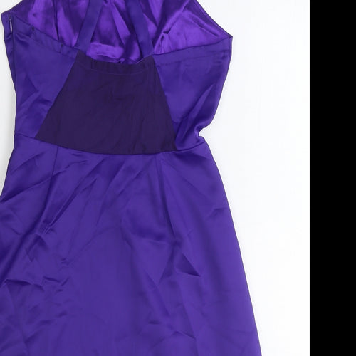 Nasty Gal Womens Purple Polyester Skater Dress Size S Scoop Neck Zip