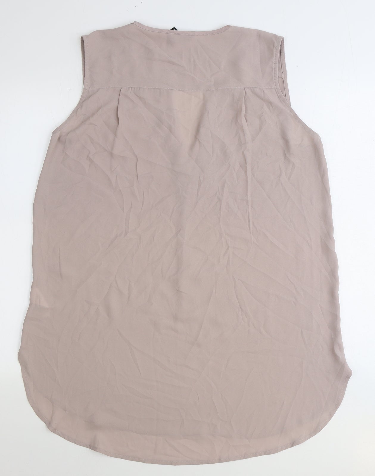 H&M Womens Beige Polyester Basic Blouse Size 14 V-Neck