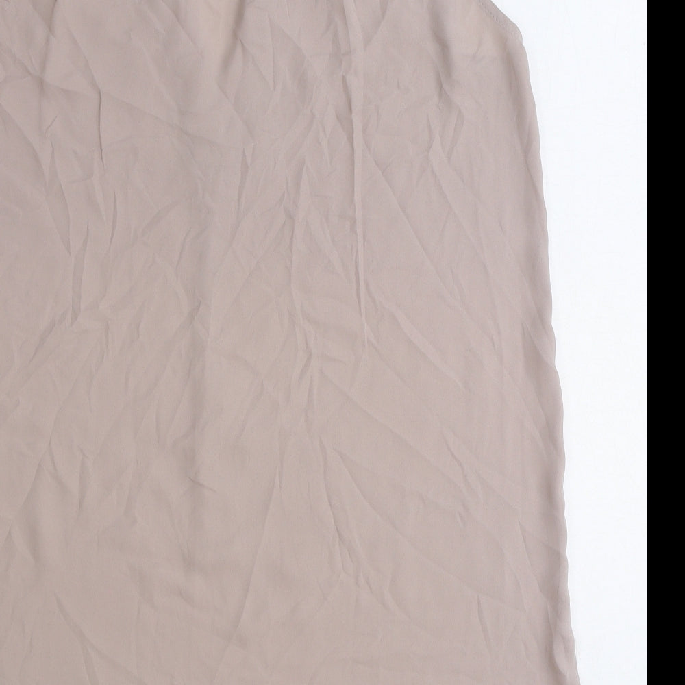 H&M Womens Beige Polyester Basic Blouse Size 14 V-Neck