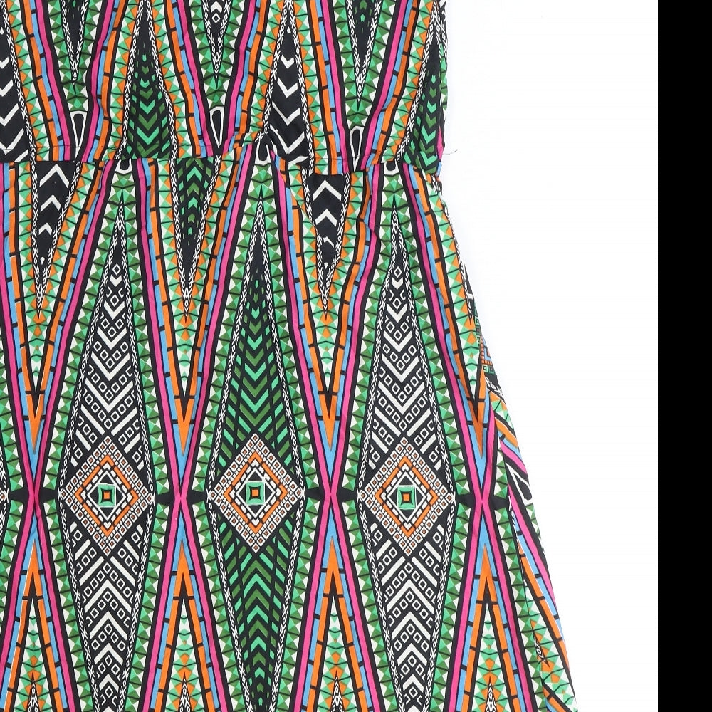 Mela Loves London Womens Multicoloured Geometric Polyester A-Line Size 10 Boat Neck Pullover
