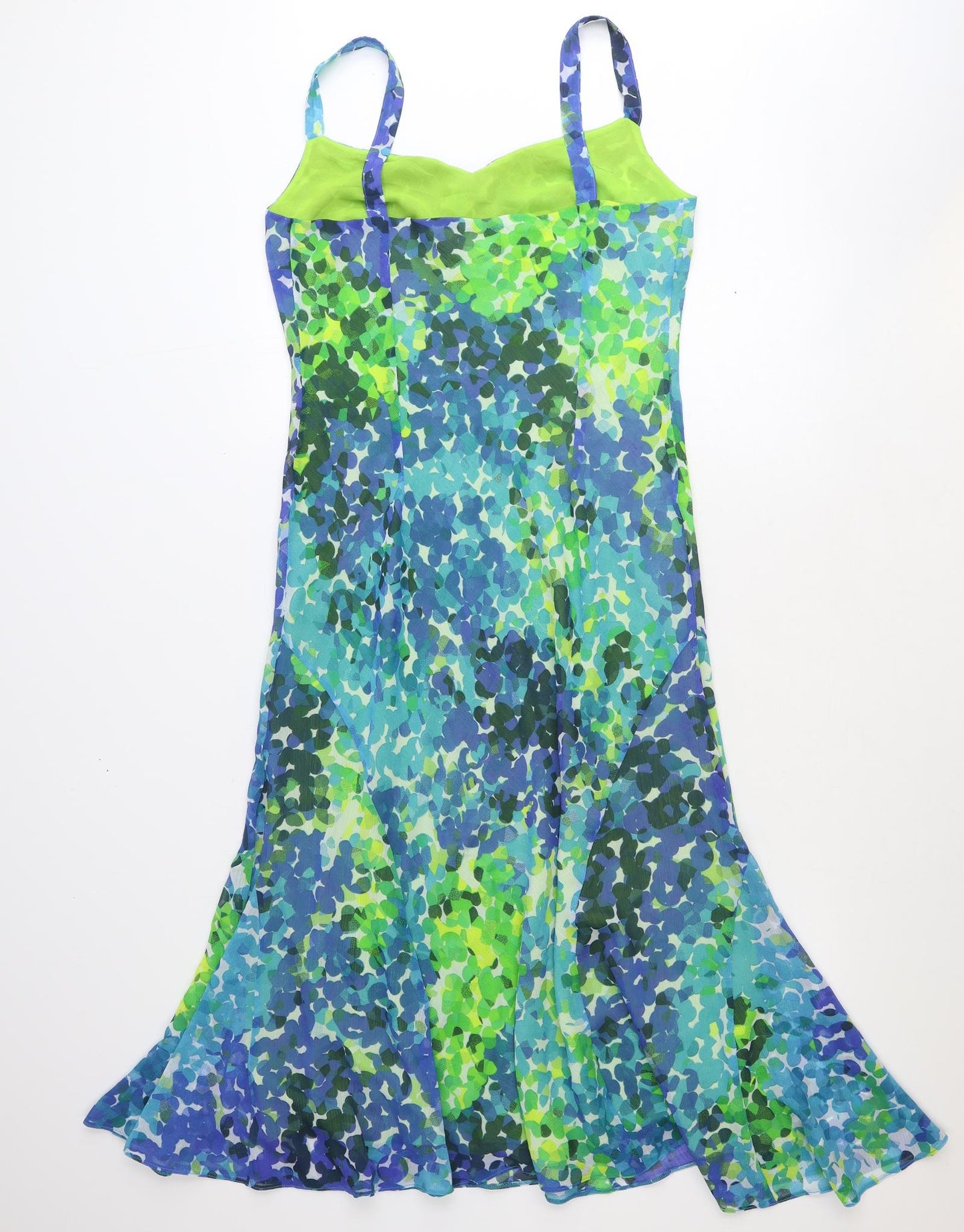 Marks and Spencer Womens Blue Geometric Polyester Trapeze & Swing Size 14 V-Neck Tie