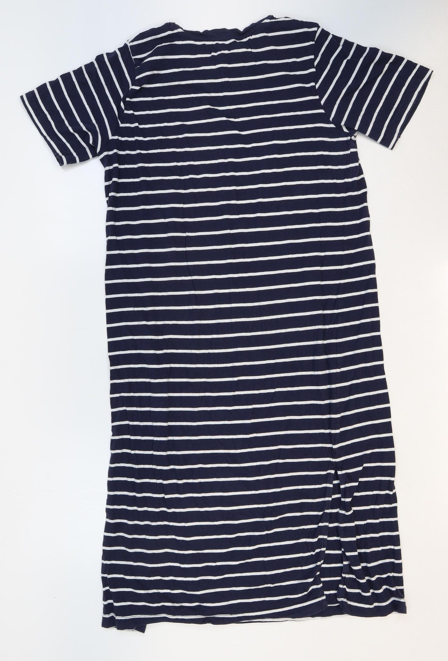 Papaya Womens Blue Striped 100% Cotton T-Shirt Dress Size M Crew Neck Pullover