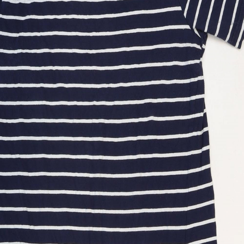 Papaya Womens Blue Striped 100% Cotton T-Shirt Dress Size M Crew Neck Pullover