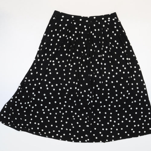 ASOS Womens Black Polka Dot Viscose Swing Skirt Size 14