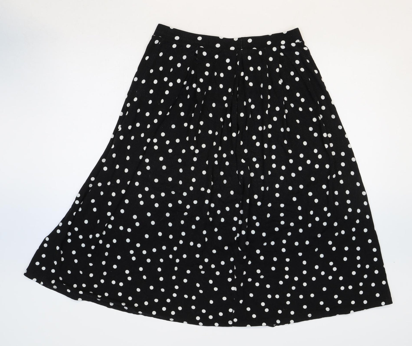 ASOS Womens Black Polka Dot Viscose Swing Skirt Size 14