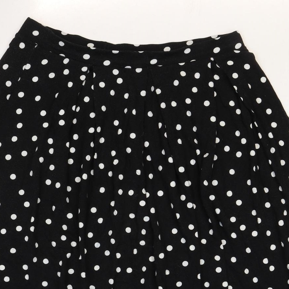 ASOS Womens Black Polka Dot Viscose Swing Skirt Size 14