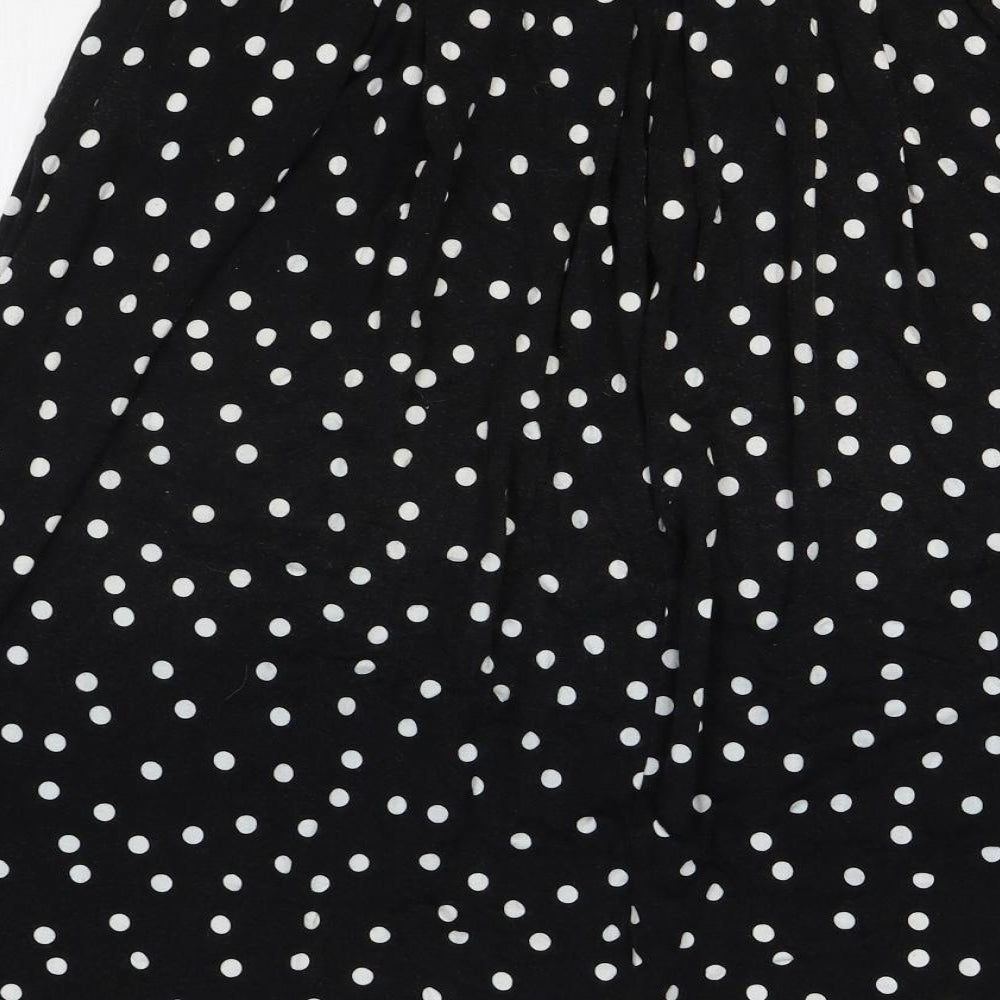 ASOS Womens Black Polka Dot Viscose Swing Skirt Size 14