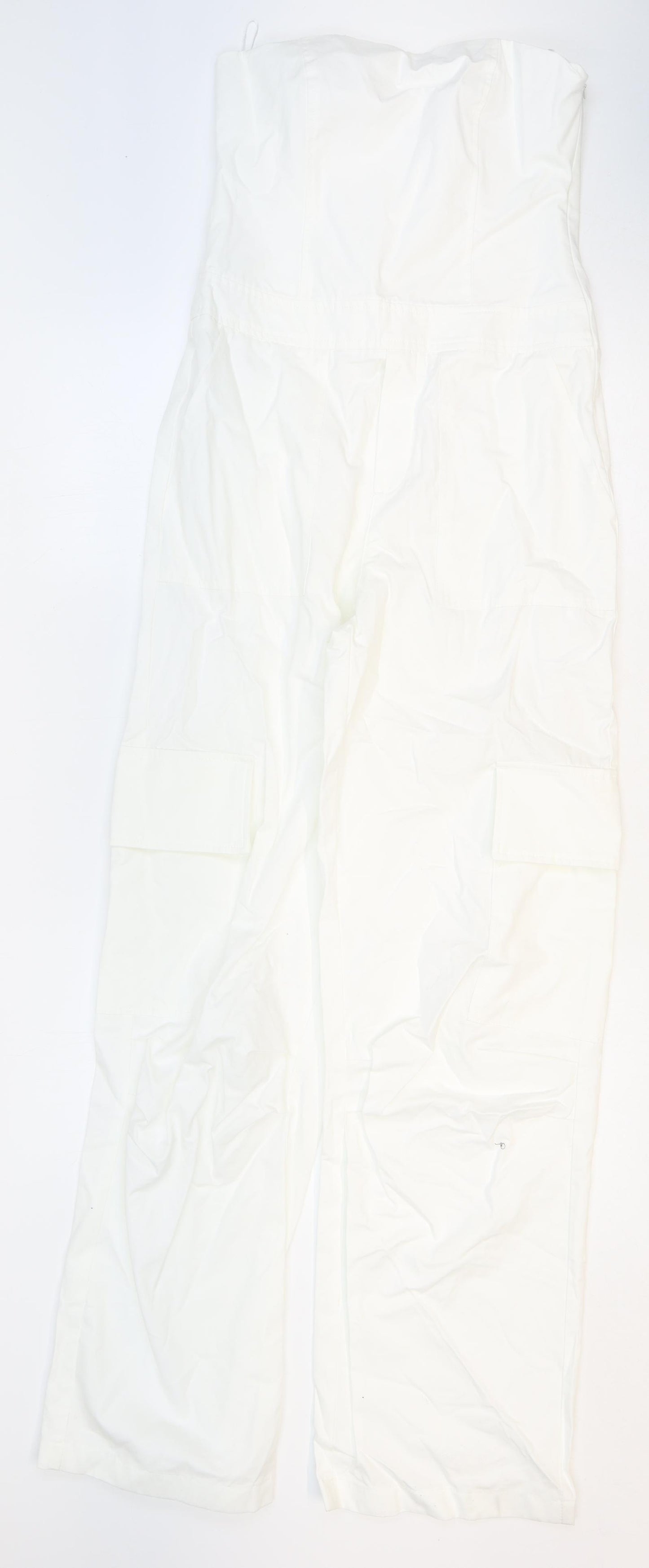 Zara Womens White Cotton Jumpsuit One-Piece Size S Zip