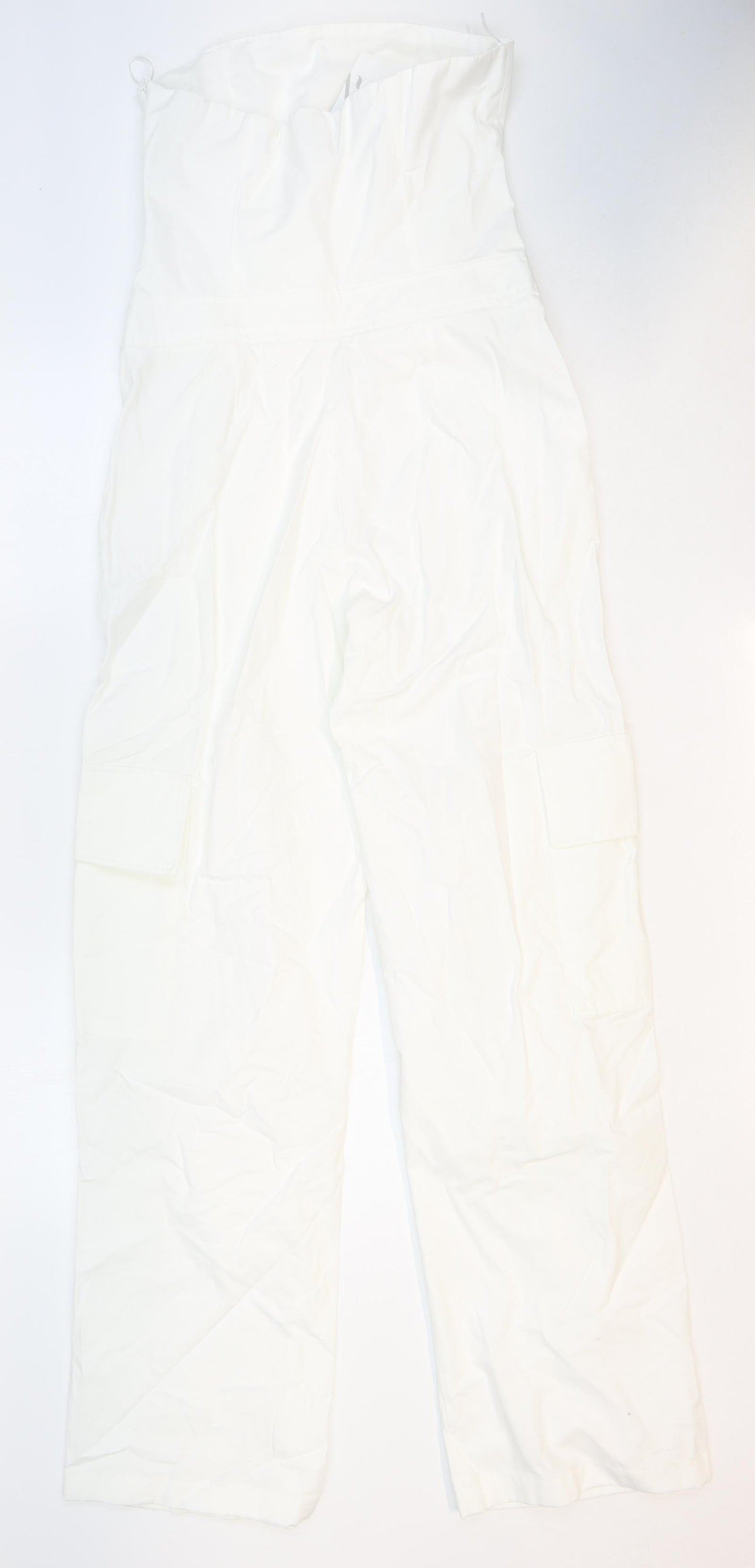 Zara Womens White Cotton Jumpsuit One-Piece Size S Zip