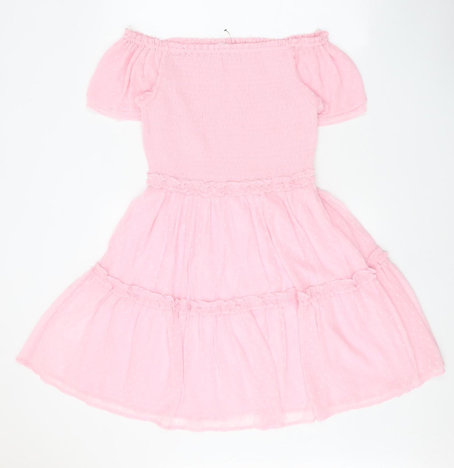 Marks and Spencer Girls Pink Polyester A-Line Size 15-16 Years Off the Shoulder Pullover