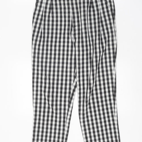 Mango Womens Black Check Polyester Trousers Size 10 Regular Zip