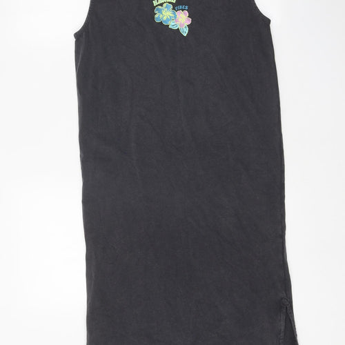 Marks and Spencer Girls Grey 100% Cotton T-Shirt Dress Size 9-10 Years Round Neck Pullover