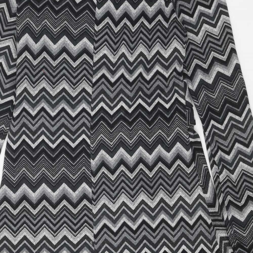 Quiz Womens Grey Geometric Polyester Skater Dress Size 14 Boat Neck Pullover