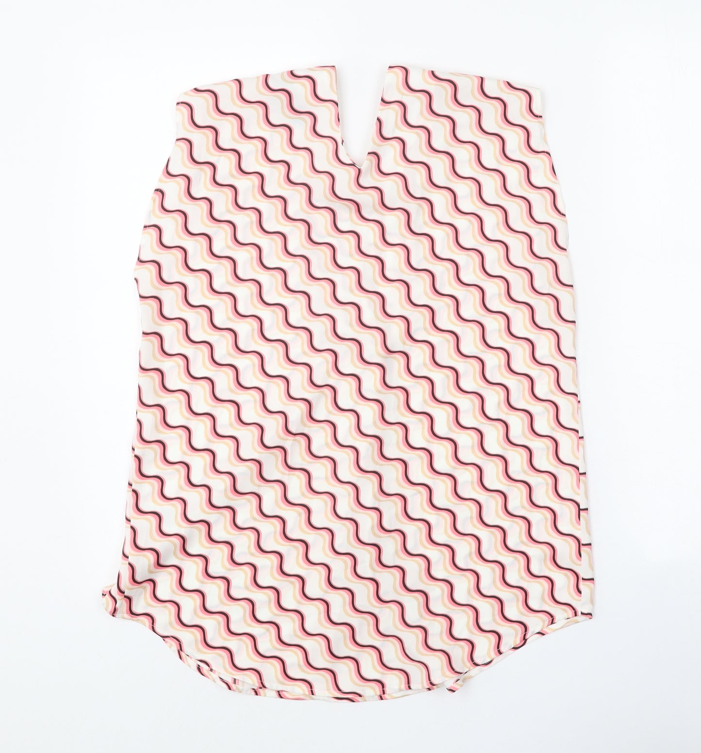 Marks and Spencer Womens White Geometric Polyester Basic Tank Size 6 V-Neck
