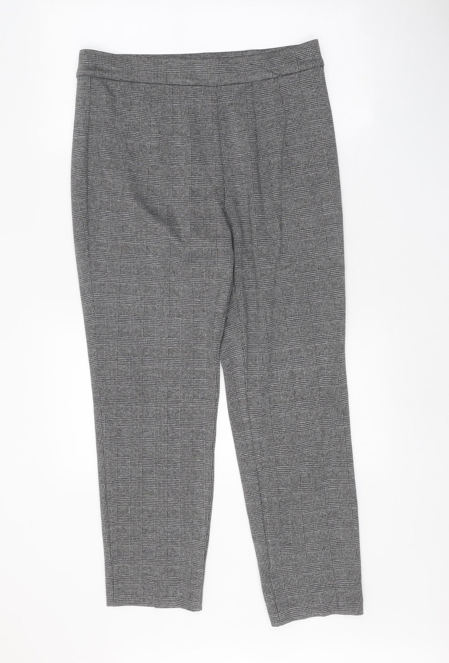 Marks and Spencer Womens Grey Plaid Polyester Windbreaker Trousers Size 14 Regular